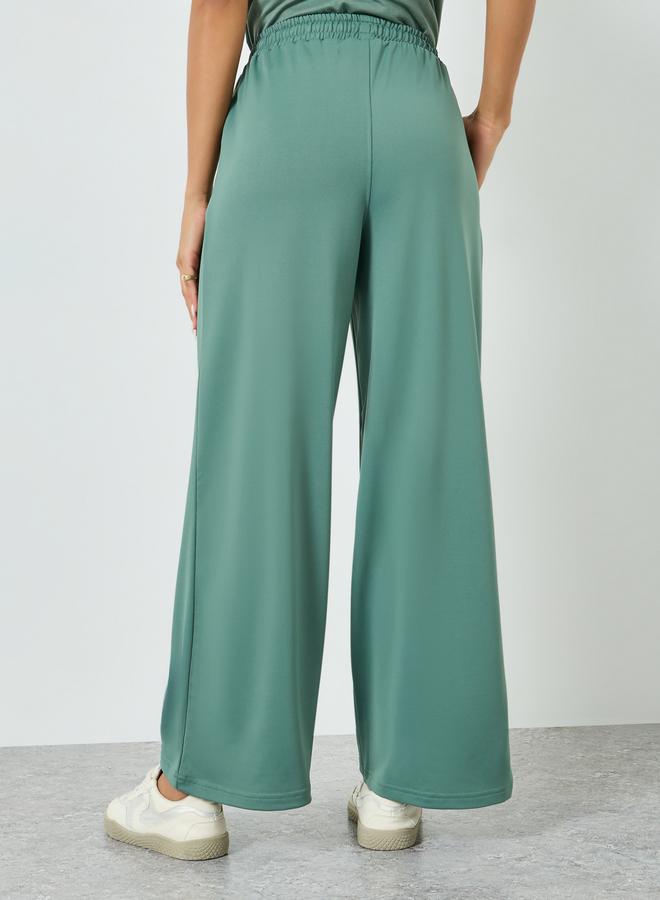 Styli Green Knitted Wide Leg Joggers - Image 3